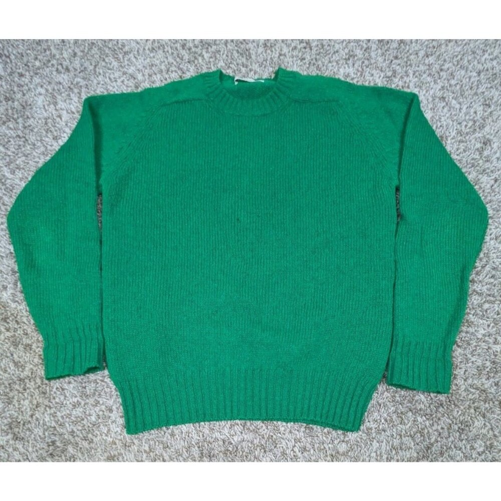 Vintage Braemar Sweater Womens Small Green 100% Scottish Shetland Wool Preppy